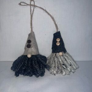 Gnome Ornaments in Gray and Cream
